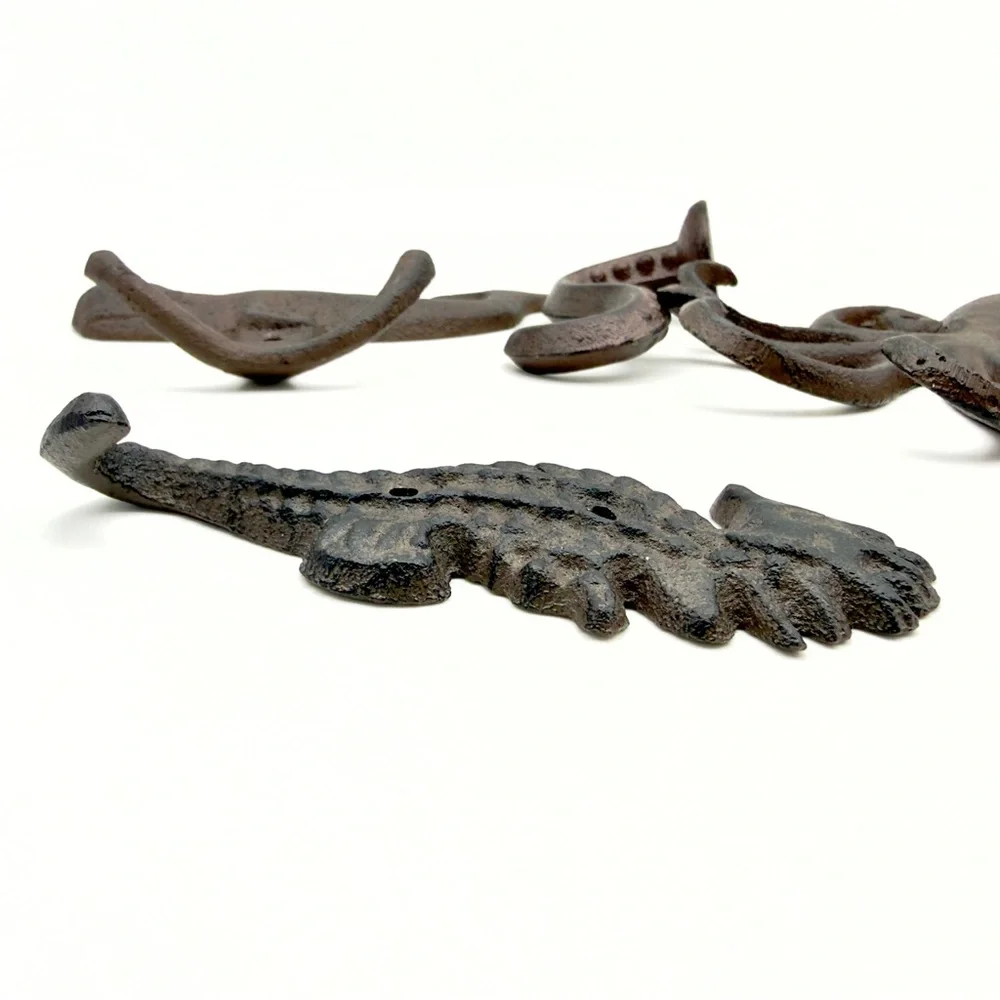 Nautical Cast Iron Wall Hooks Seahorse Octopus Tentacle Whale Ocean Beach